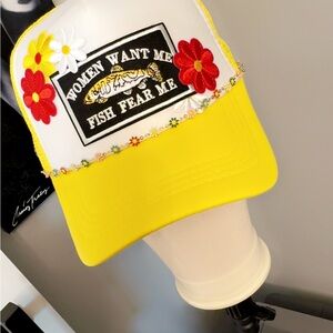 Yellow Floral Embroidered Cap